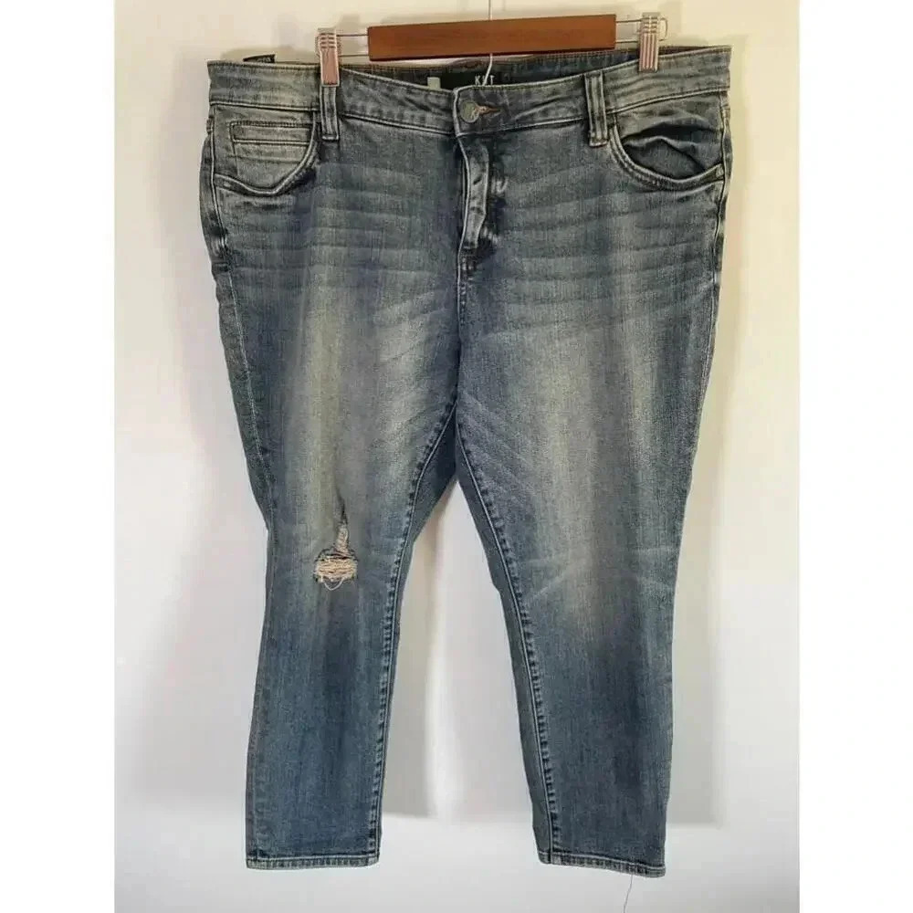 Women's KUT from the Kloth Blue Distressed Jeans Size 16W EUC!